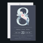 ソフトネイビー赤面ブルーフローラ8th ANY AGE誕生日 招待状<br><div class="desc">これもし以上のカスタマイズやその他の一致する項目が必要な場合は、感じyellowfebstudio@gmail.comでお気軽にご連絡ください</div>