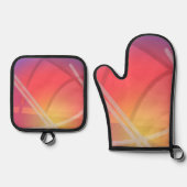 ソフトネオン層抽象デザイン 鍋つかみ&鍋敷きセット (正面)