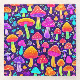 ソフトネオン:マンガのキノコのパッチ ガラスコースター