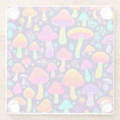ソフトネオン：マンガのキノコのパッチ ガラスコースター (裏面)