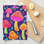 ソフトネオン：マンガのキノコのパッチ キッチンタオル (四つ折り)