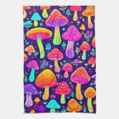 ソフトネオン：マンガのキノコのパッチ キッチンタオル (縦)
