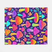 ソフトネオン：マンガのキノコのパッチ フリースブランケット (正面(横))