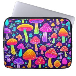 ソフトネオン:マンガのキノコのパッチ ラップトップスリーブ