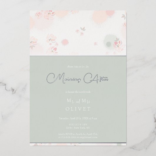 ソフトネスティーローズ モーニングアフター 箔招待状 (正面)