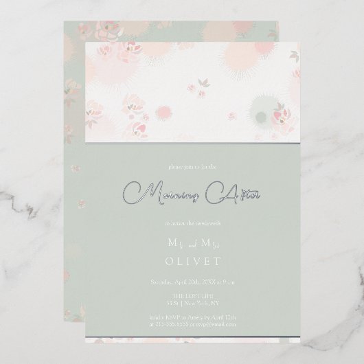 ソフトネスティーローズ モーニングアフター 箔招待状 (正面/裏面)