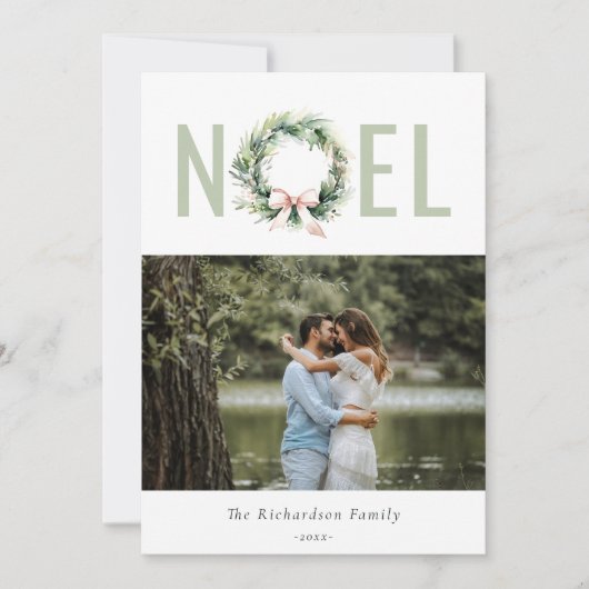 ソフトノエル赤面グリーンクリスマスリース写真 シーズンカード (正面)