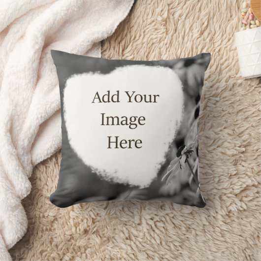 ソフトハートシェイプ白黒フォトを追加 クッション (ブランケット)