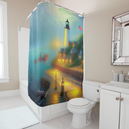 ソフトハーバーとライトハウス シャワーカーテン (インサイチュ)
