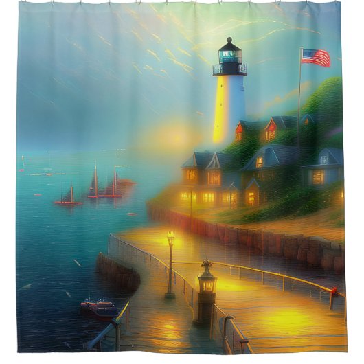 ソフトハーバーとライトハウス シャワーカーテン (正面)