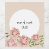 ソフトバイオレットブラッシュローズウォーターカラーパーソナライズド ワインラベル (シングルラベル)