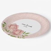 ソフトバイオレット赤面バラウォーターカラーレース ペーパープレート (アングル)