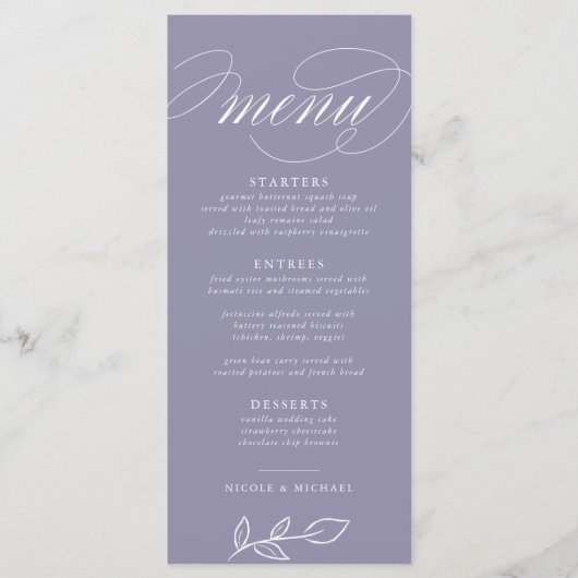 ソフトバエレガントイオレットミニマ葉リストのメ結婚ニュー メニュー (正面)