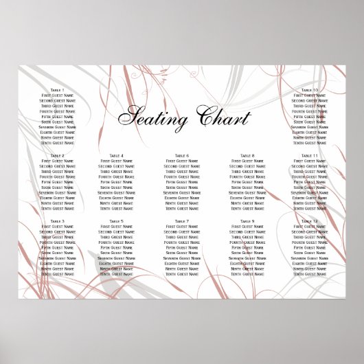 ソフトバラとグレーの披露宴表 ポスター (正面)