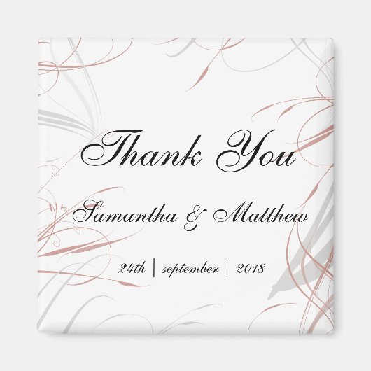 ソフトバラとグレー結婚フローリズ マグネット (正面)