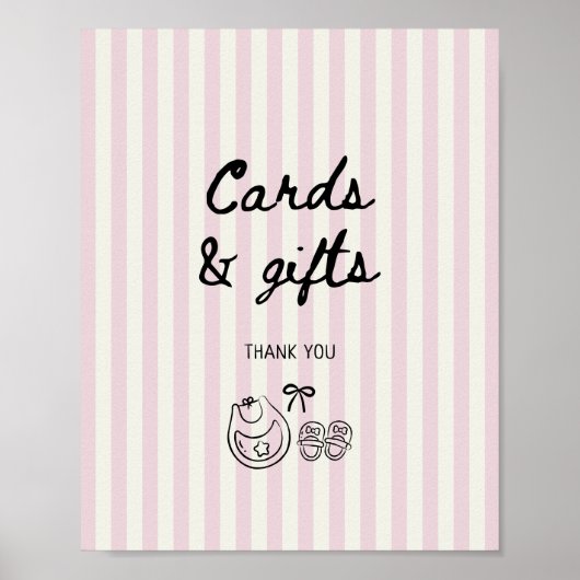 ソフトバラストライプベビーシャワーカードとギフト ポスター (正面)