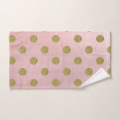 ソフトバラピンク金ゴールドグリッターグラム水玉模様かわいい バスタオルセット (ハンドタオル)