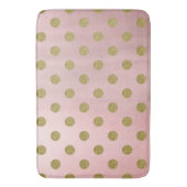 ソフトバラピンク金ゴールドグリッターグラム水玉模様かわいい バスマット (正面縦)