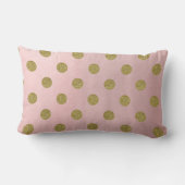 ソフトバラピンク金ゴールドグリッターグラム水玉模様かわいい ランバークッション (裏面)