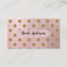 ソフトバラピンク金ゴールドグリッターグラム水玉模様かわいい 名刺