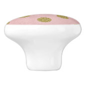 ソフトバラピンク金ゴールドグリッターグラム水玉模様シック セラミックノブ (側面)