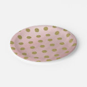 ソフトバラピンク金ゴールドグリッターグラム水玉模様パーティー ペーパープレート (アングル)