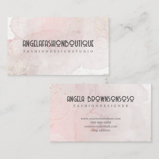 ソフトバラ絵画金ゴールドの抽象芸術水色 名刺 (正面/裏面)