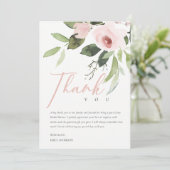 ソフトバラ赤面ピンクフローラブライダルシャワーありがとう 招待状 (スタンド正面)