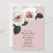 ソフトバラ赤面ピンクローズエレガントブライダルシャワー 招待状 (正面)