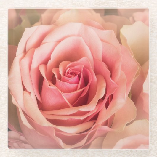 ソフトバラ赤面 ガラスコースター (正面)