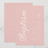 ソフトバラ金ゴールドエレガントアイボリースクリプトバプテスマ 招待状 (正面/裏面)