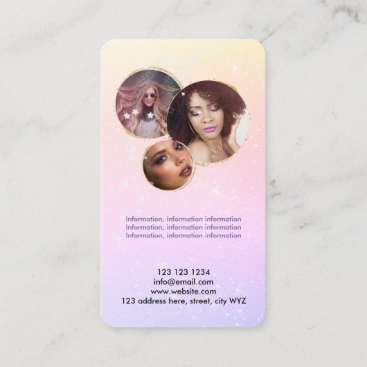 ソフトバラ金ゴールドグリッターフェミニンソーシャルメディアガーリー 名刺 (裏面)