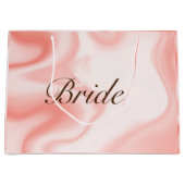 ソフトバラ-金ゴールド大理石の渦巻き、文字花嫁 ラージペーパーバッグ (正面)