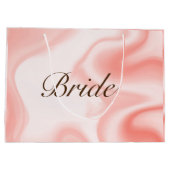 ソフトバラ-金ゴールド大理石の渦巻き、文字花嫁 ラージペーパーバッグ (裏面)