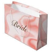 ソフトバラ-金ゴールド大理石の渦巻き、文字花嫁 ラージペーパーバッグ (裏面アングル)