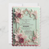 ソフトバロックエレガンスマルーンバラフローラモチーフ 招待状 (正面)