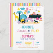 ソフトバ遊ウンスジャンプ誕生日ピンクガールズパーティー 招待状 (正面/裏面)