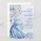 ソフトパウダーブルーフローラドレフォーマルスキンセアニラ 招待状 (正面/裏面)