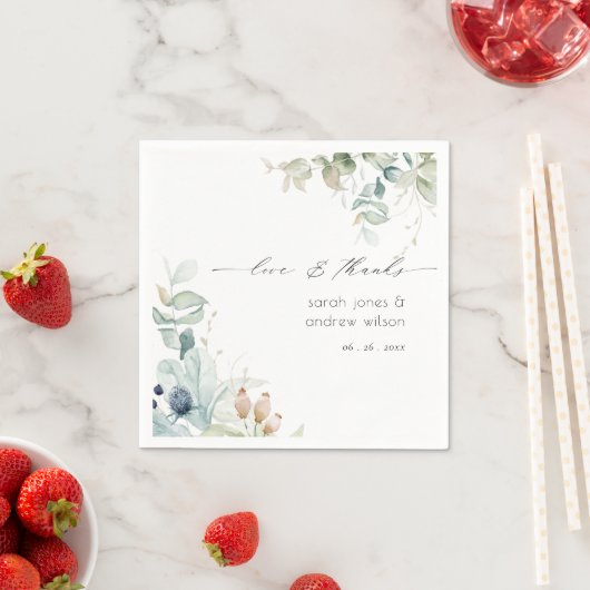 ソフトパエレガントステルブルーグリーンリーフ結婚ズ スタンダードカクテルナプキン (インサイチュ)