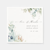 ソフトパエレガントステルブルーグリーンリーフ結婚ズ スタンダードカクテルナプキン (正面)