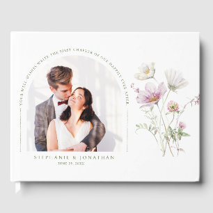 ソフトパエレガントステルワイルドフラワーボタニッ結婚クス ゲストブック