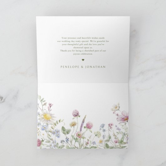 ソフトパエレガントステルワイルドフラワーボタニッ結婚クス サンキューカード (内部)
