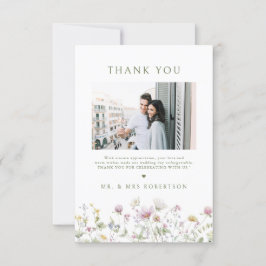 ソフトパエレガントステルワイルドフラワーボタニッ結婚クス サンキューカード