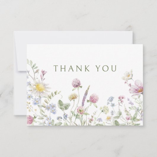 ソフトパエレガントステルワイルドフラワーボタニッ結婚クス サンキューカード (正面)