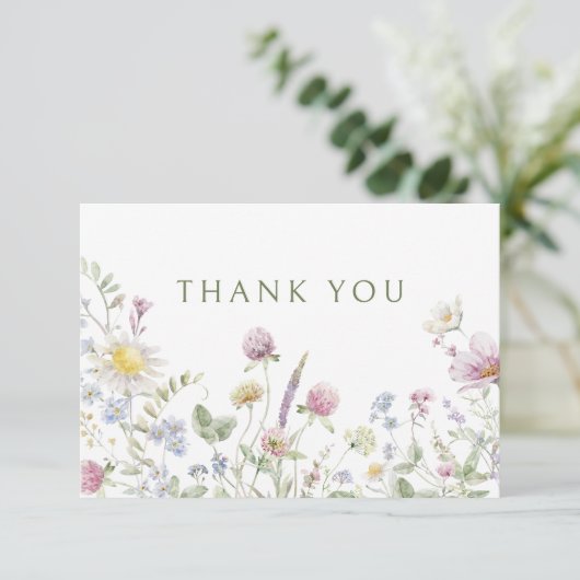 ソフトパエレガントステルワイルドフラワーボタニッ結婚クス サンキューカード (スタンド正面)