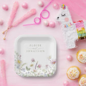 ソフトパエレガントステルワイルドフラワーボタニッ結婚クス ペーパープレート (パーティー)