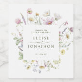 ソフトパエレガントステルワイルドフラワーボタニッ結婚クス ワインラベル (シングルラベル)