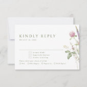 ソフトパエレガントステルワイルドフラワーボタニッ結婚クス 出欠カード (正面)