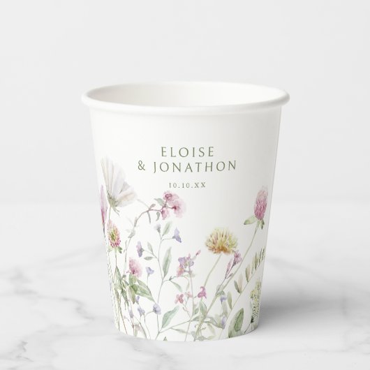 ソフトパエレガントステルワイルドフラワーボタニッ結婚クス 紙コップ (裏面)