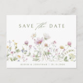 ソフトパエレガントステルワイルドフラワーボホ日付を保存 ポストカード (正面)